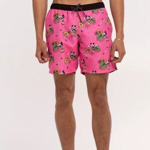 NEFF x Disney Mickey Mouse Mens Hot Tub Volley Pink Swim Shorts New With tags